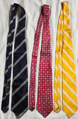 Lote de 3 corbatas Saks Fifth Avenue para hombre multicolor a rayas 100 % seda hechas a mano en EE. UU. Foto 1 de 4