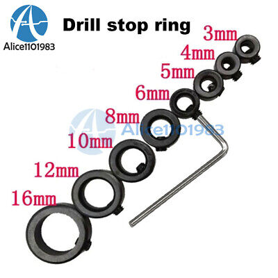 9Pcs Bit Positioner Small Wrench Drill Depth Stop Ring 3-16mm Drill Bit Limiter • 3.87£