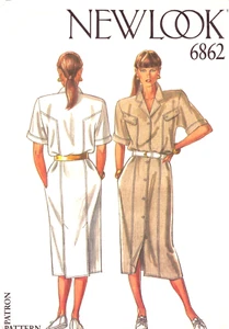 New Look  6862  Misses Shirt Dress ~ Elbow length sleeves, Breast Pockets ~ 8-10 - Picture 1 of 4