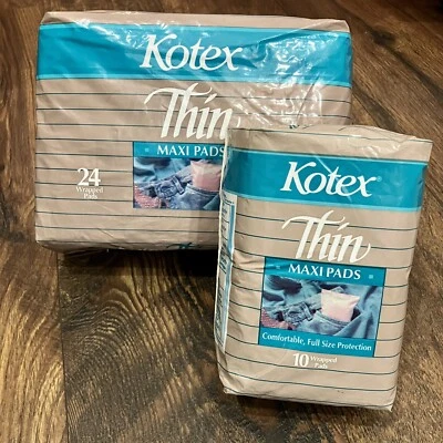 2x NEW Sealed 1980’s Vintage Kotex Thin Maxi Pads - 34 Total - Prop Retro Design - Image 1 of 4