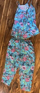 Dreams Co. Rayon türkis Print Sommer Pyjama Set Gr. Large Brust 40 Taille 31 - Bild 1 von 6