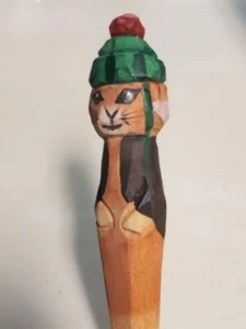 Cute Rabbit Wooden Pen Hand Carved Wood Ballpoint Hand Made Handcrafted V82 - Picture 1 of 1
