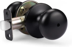 1 Pack Matte Black Privacy Door Knob for Bathroom or Bedroom, Keyless round Inte - Picture 1 of 12