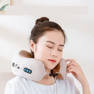 Neck Massage Pillow Electric Rechargeable U-Shaped Travel Custion Stress Relief - Picture 1 of 11