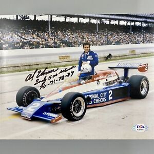 Al Unser SIGNED 8X10 Photo 4X Indy 500 Winner 1970 1971 1978 1987 PSA AJ81043