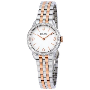 Bulova 72 Diamonds Sapphire White Dial Two-tone Women's Watch 98R182 SD - Picture 1 of 6