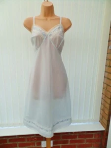 V42 VTG ST MICHAEL PALE BLUE 60'S/70'S FULL SLIP CHEMISE NIGHTIE 14/16 41" BNWT - Picture 1 of 14