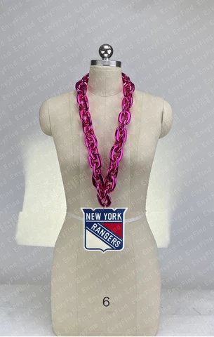 New NHL Rangers Hot Pink Fan Chain Necklace Foam MI USA Cover