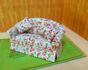 Dollhouse Miniature Modern Living Room Floral Sofa & Cushions (ONLY) 1:12 Scale - Picture 1 of 4
