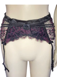 Honey Birdette Madame Suspender Belt Size 10 / S Black & Red Lace Back Closure - Picture 1 of 12