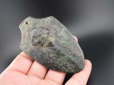 China, jade antiguo, cultura Hongshan, imán negro, cráneo humano raro, choi, colgante A828 Foto 1 de 4