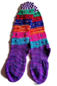 Stockings Warmers Wool Hand Woven Andean Naturally Dyed Andean Region Cusco, Per - Picture 1 of 6