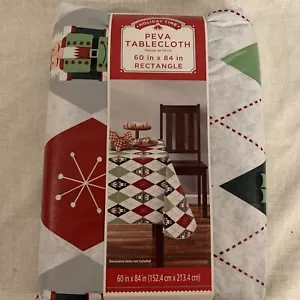 Tablecloth PEVA Vinyl Christmas HOLIDAY TIME Nutcracker Argyle 60" x 84" *NEW* - Picture 1 of 7