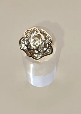 Gold Doublé Ring Rosendesign mit Zirkonia, RG 52 – vergoldet & durchbrochen - Bild 1 von 4