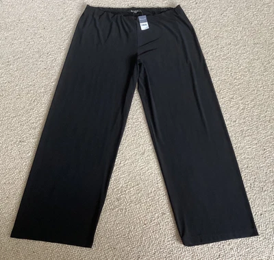 Bonmarche Black Stretch Jersey Trousers UK 18 20 L/XL Elasticated Waist Pull On - Image 1 of 4