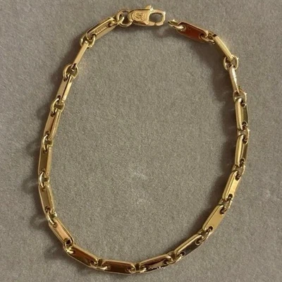 Pulsera de cadena Cartier Figaro de oro amarillo de 18 quilates de 7,1 pulgadas, usada Foto 1 de 3