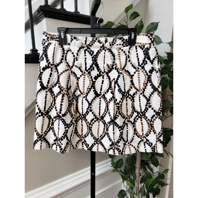 Falda lápiz Worthington para mujer talla 12 blanca geo estampado algodón elástico cremallera trasera Foto 1 de 4