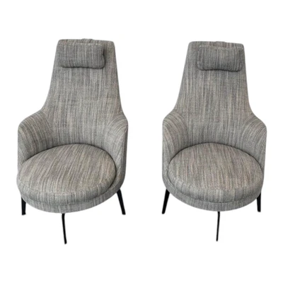 Flexform 2er-Set Sessel Guscioalto Stoff Extra Ebe 1164 Grau Gestell  - Bild 1 von 4