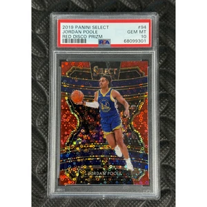 Panini Select Jordan Poole Red Disco Prizm RC 49/49 2019-20 PSA 10 - Imagen 1 de 2