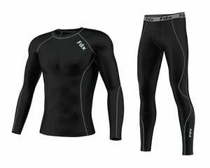 FDX Mens Compression Armour Base layer Top Skin Fit + compression Leggings set  - Picture 1 of 11