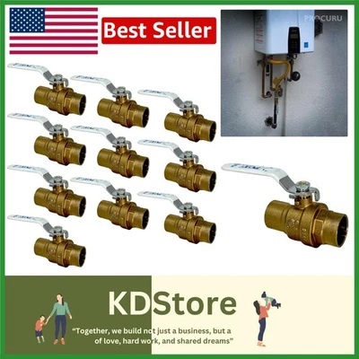 10-Pack Heavy Duty 1/2-Inch Brass Ball Valves – Full Port, 600 PSI - Image 1 of 4