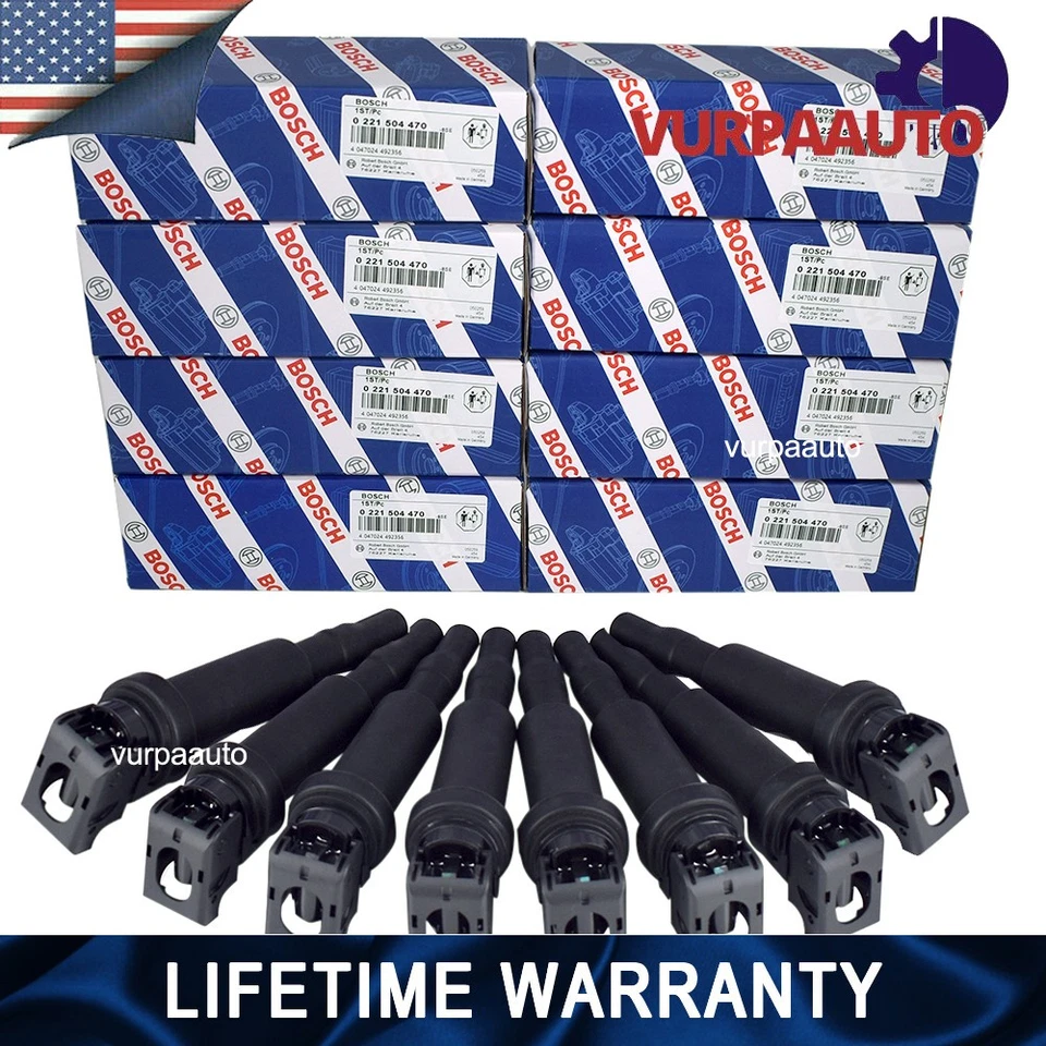 8 conjuntos bobina de ignição original do fabricante com bota conector para BMW 5 6 7 x5 x6 0221504470 - Imagem 1 de 4