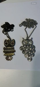 2 Vintage Owl Necklaces - Picture 1 of 6