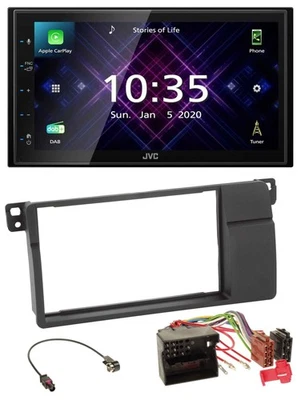 JVC DAB 2DIN MP3 Bluetooth USB Autoradio für BMW 3er E46 Quadlock großem Navi - Bild 1 von 4