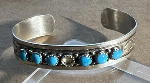 Brazalete de plata esterlina vintage E Yazzie nativo americano 7". - Imagen 1 de 5