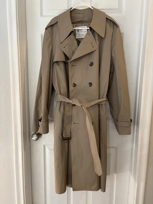Vintage London Fog Khaki Trench Coat Mens 44L With Liner USA Double Breasted Cla - Image 1 of 4