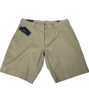 Polo Ralph Lauren Shorts Mens 36x9 Khaki Beige Stretch Classic Fit Chino Preppy - Picture 1 of 9