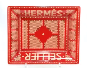Hermes Sellier Change tray by Benoit Pierre Emery porcelain Ashtray red plate 08 - Picture 1 of 9