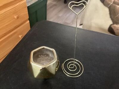 (12) Candelabros de Vidrio Dorado, (16) Porta Número de Mesa (28) Piezas Total Foto 1 de 4