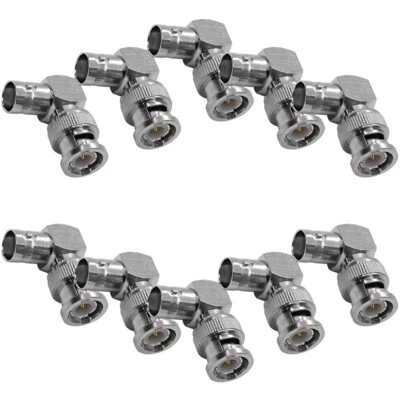 10件装直角BNC公头转BNC母头视频线适配器-90度 — 第 1/4 张图片