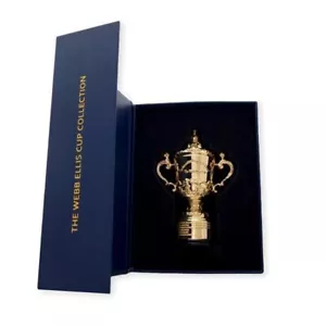 RUGBY WORLDCUP France 2023 WEBB ELLIS CUP Desktop Trophy Gold H3.9" w/Box - Picture 1 of 4