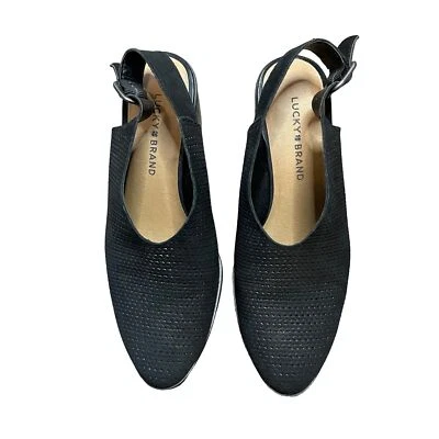 Botín para mujer Lucky Brand de cuero negro con tacón ancho Lideton Shootie 8 Foto 1 de 4