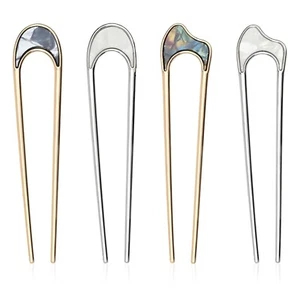 4 Pcs Metal U Shaped Hair Pin Stick French Hair Pin Vintage Metal Hair Fork Eleg - Picture 1 of 7