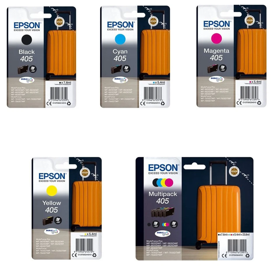 EPSON 405 CARTUCCIA - ORIGINALE - BK C M Y MULTIPACK 7,6/5,4ml 350/300 pagine - Immagine 1 di 1