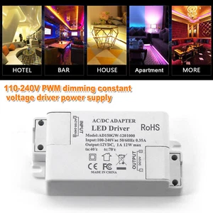 AC 110V-240V TO DC 12V 1A Dimmable Switch Power Supply Driver Adapter LED Strip - Picture 1 of 10