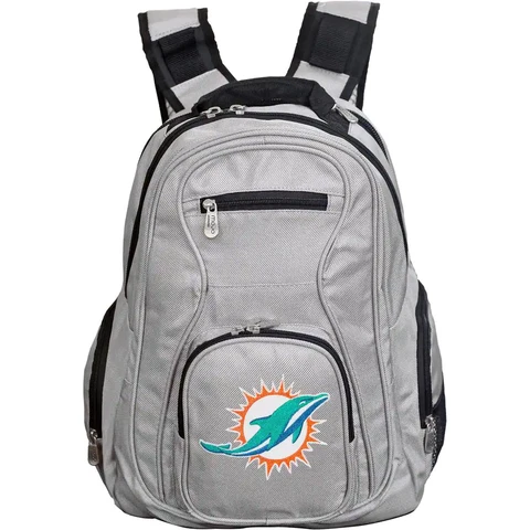 Miami Dolphins NFL L708 20 In. Gray Backpack with Laptop Compartment Cover