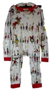 POTTERY BARN KIDS White Red Dr. Seuss The Grinch Organic Cotton Pajama Set 6 A18 - Picture 1 of 5