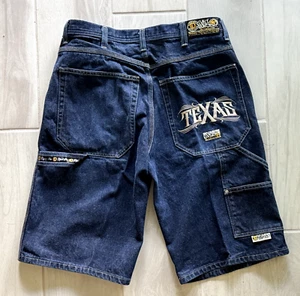 Raro HTF Y2K Dyse One D1 Carpenter TEXAS DeniM pantaloni corti cargo jeans 36 vita - Foto 1 di 13