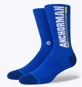 STANCE x ANCHORMAN THE LEGEND OF RON BORGOÑA CALCETINES GRANDES HOMBRE 9-13 NUEVOS CON ETIQUETAS AZUL - Imagen 1 de 3