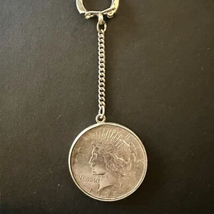 1924 Peace Dollar Sterling Silver Vintage Rare Coin Key Chain - Picture 1 of 5