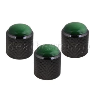 3x Dome Electric Bass Guitar Volume Tone Control Knobs Black + Green Glass Top - Picture 1 of 3