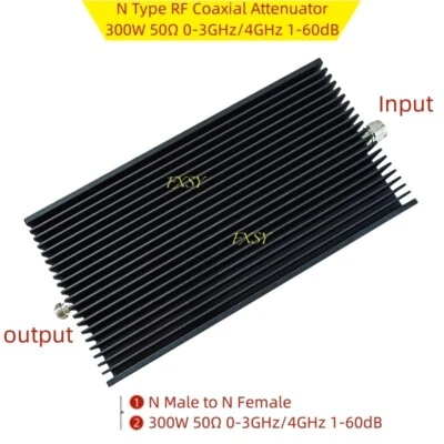 N Type Coaxial Attenuator 300W 50Ω 0-3GHz/4GHz 1/2/3/5/6/10/15/20/25/30/40/50dB - Image 1 of 4