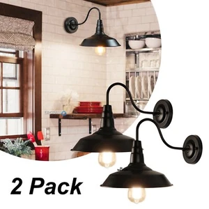 Industrial Vintage Wall Lamp Gooseneck Wall Sconce Farmhouse Light Fixture 2 PCS - Picture 1 of 12