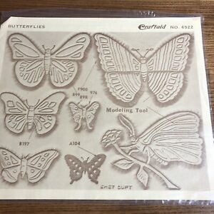 Craftaid Leather Working Pattern Butterflies Template  6522  1970's Vintage