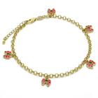 Womens 14K Gold Filled Red Green Resin Butterfly Anklet 9.5-10.5 inch Adjustable