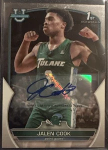 Jalen Cook Tulane GREEN Wave Topps ROOKIE AUTOGRAPH CARD Auto 2023 Basketball RC - Picture 1 of 2